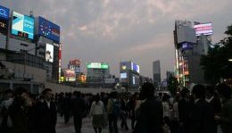 Shinjuku station exit at the closing of office time