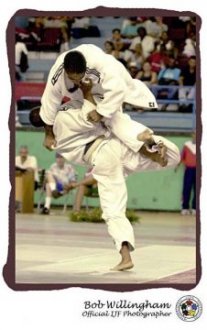 This picture features the final of the 60 Kg Cuban Open 2001. Manolo Poulet CUB attacks Marvyn Morejon CUB on his way to taking the title.